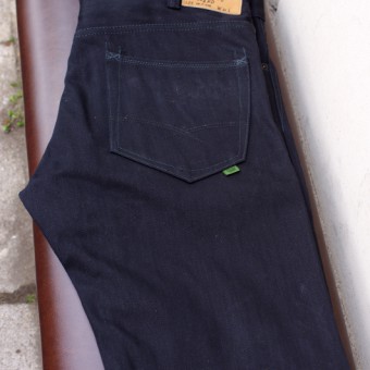 STRAIGHT DENIM PANTS [14oz  BK x BK]
