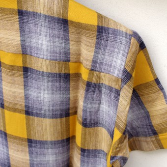 OMBRE PLAID OPEN COLLAR SS SH