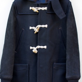 LEATHER SLEEVE DUFFLE COAT