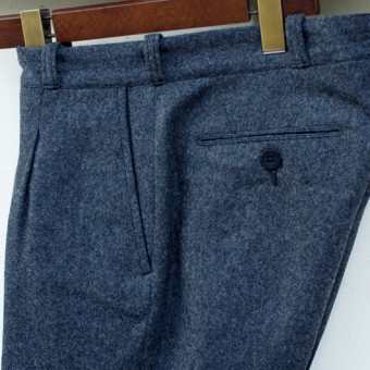 WOOL FLANNEL PLEATED TROUSER