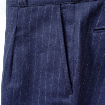 WOOL FLANNEL PLEATED TROUSER