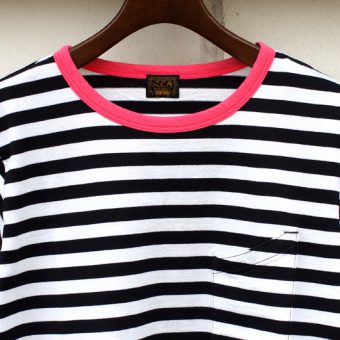 3/4 SLEEVE BORDER POCKET T-SHIRTS