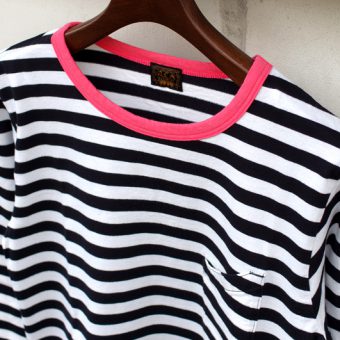 3/4 SLEEVE BORDER POCKET T-SHIRTS