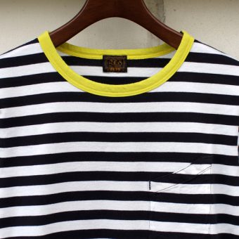 3/4 SLEEVE BORDER POCKET T-SHIRTS