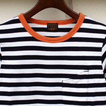 3/4 SLEEVE BORDER POCKET T-SHIRTS