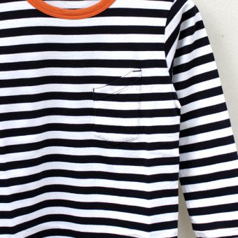 3/4 SLEEVE BORDER POCKET T-SHIRTS