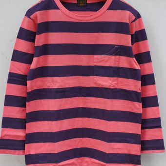 4/5 SLEEVE BORDER POCKET T-SHIRTS
