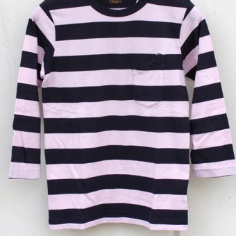 4/5 SLEEVE BORDER POCKET T-SHIRTS