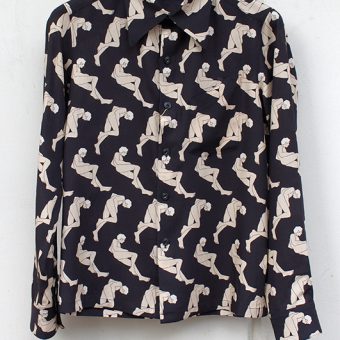 MALE/FEMALE PATTERN BAND COLLAR SHIRT [LADY'S]