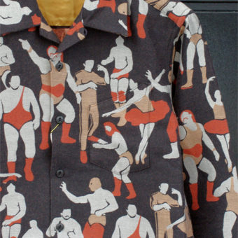 PRO WRESTLER JACQUARD OPEN COLLAR SHIRTS