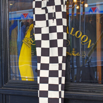 IRREGULAR CHECKERED FLAG STRAIGHT TROUSERS