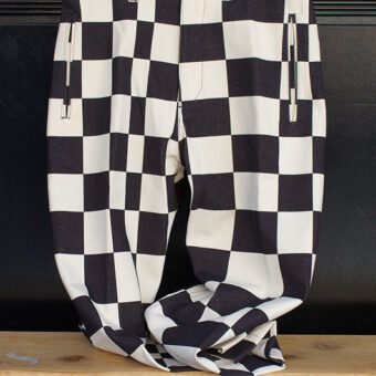 IRREGULAR CHECKERED FLAG STRAIGHT TROUSERS