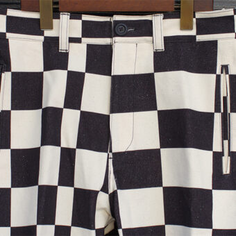 IRREGULAR CHECKERED FLAG STRAIGHT TROUSERS