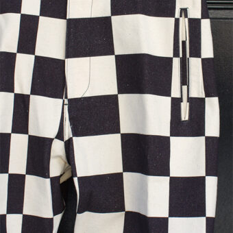 IRREGULAR CHECKERED FLAG STRAIGHT TROUSERS