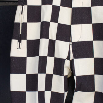 IRREGULAR CHECKERED FLAG STRAIGHT TROUSERS