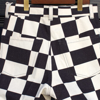 IRREGULAR CHECKERED FLAG STRAIGHT TROUSERS