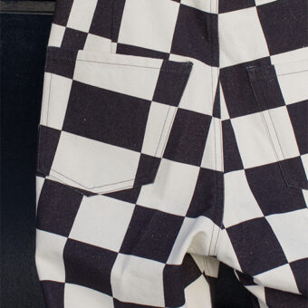 IRREGULAR CHECKERED FLAG STRAIGHT TROUSERS