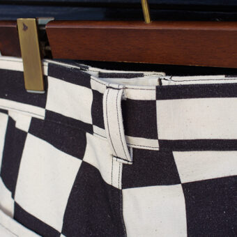 IRREGULAR CHECKERED FLAG STRAIGHT TROUSERS