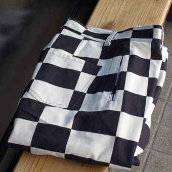 IRREGULAR CHECKERED FLAG STRAIGHT TROUSERS