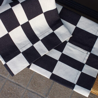 IRREGULAR CHECKERED FLAG STRAIGHT TROUSERS