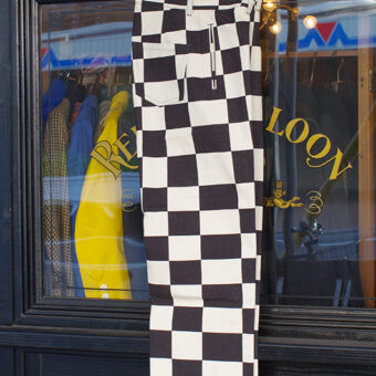 IRREGULAR CHECKERED FLAG WIDE TROUSERS
