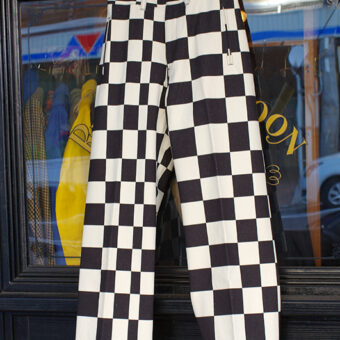 IRREGULAR CHECKERED FLAG WIDE TROUSERS