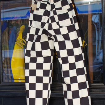 IRREGULAR CHECKERED FLAG WIDE TROUSERS