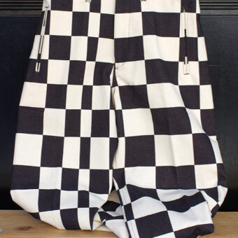 IRREGULAR CHECKERED FLAG WIDE TROUSERS