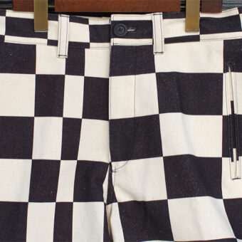 IRREGULAR CHECKERED FLAG WIDE TROUSERS