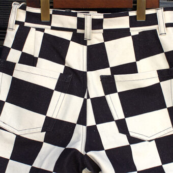 IRREGULAR CHECKERED FLAG WIDE TROUSERS