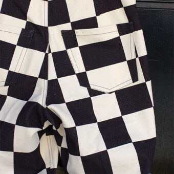 IRREGULAR CHECKERED FLAG WIDE TROUSERS