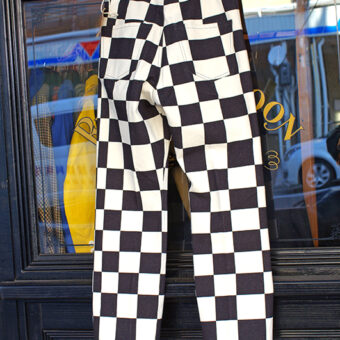 IRREGULAR CHECKERED FLAG STRAIGHT TROUSERS